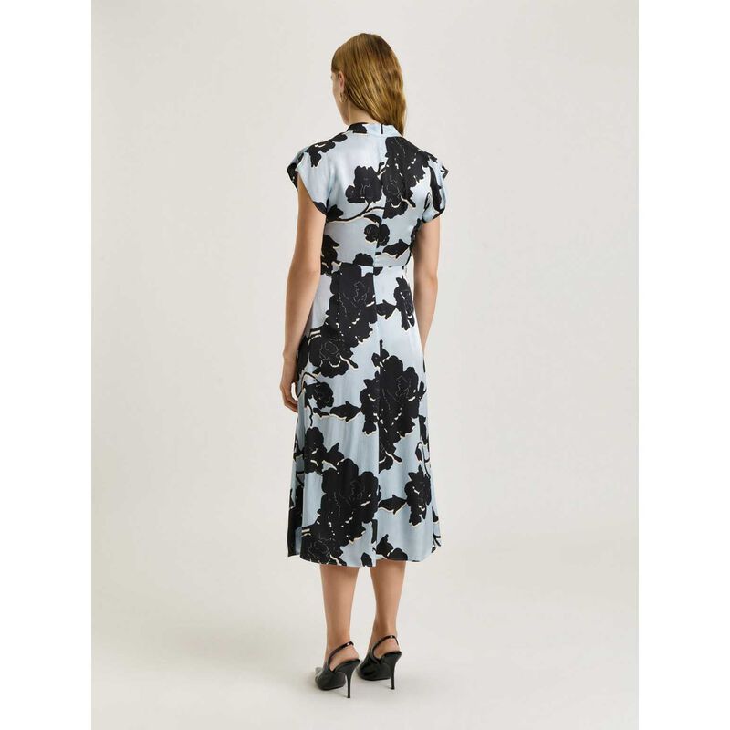 Veronika Maine Shadow Rose Satin Draped Neck Midi Dress image number 1